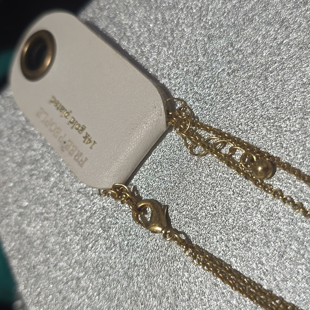 ❇️🧚‍♀️Free People RARE 14k Gold Plated Delicate Layered Necklace NWT - Picture 4 of 4